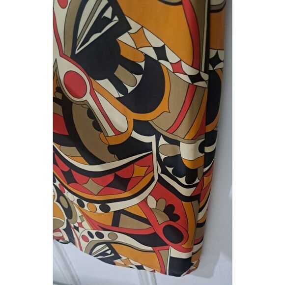 Jude Connally Womens Xl EARTH TONE Fall shift dress Tan Red geometric - Picture 6 of 6